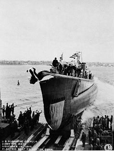 Launching the United States Submarine Cavalla